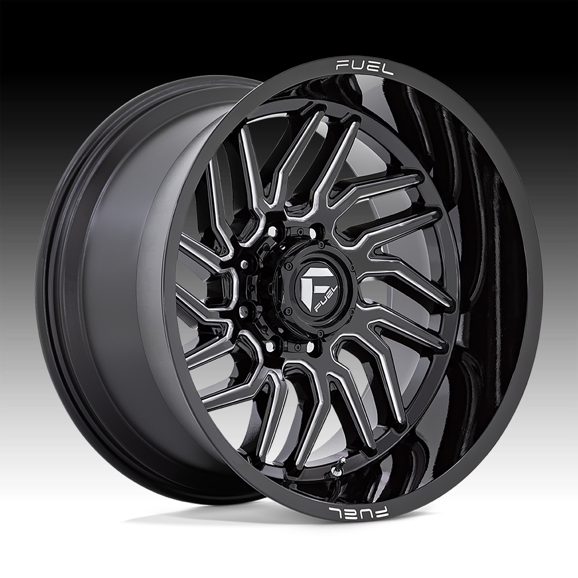 Fuel Hurricane D807 Gloss Black Milled Custom Truck Wheels D807